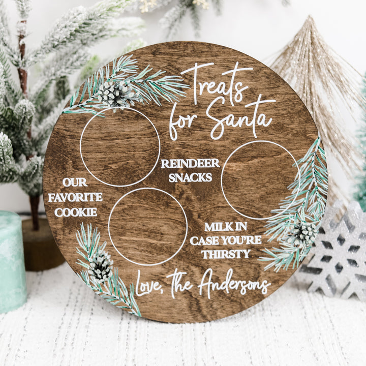 Personalized Holiday Greenery Santa Tray