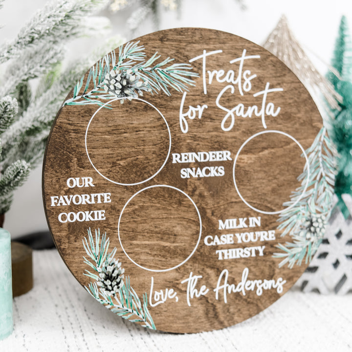Personalized Holiday Greenery Santa Tray