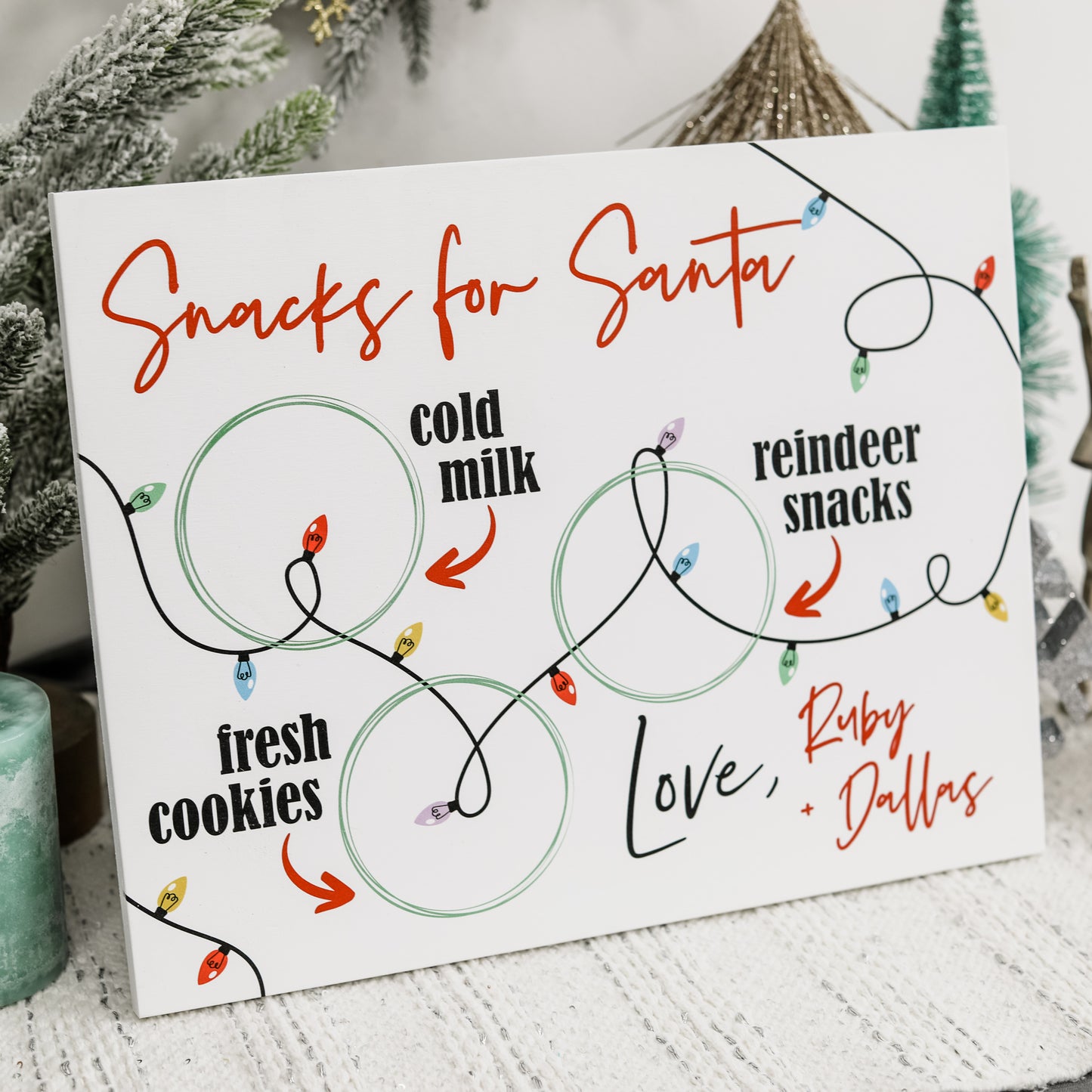 Personalized Holiday Light Santa Tray