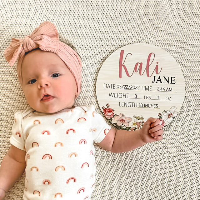 Juliana Victoria Pink Vintage Floral Birth Stat