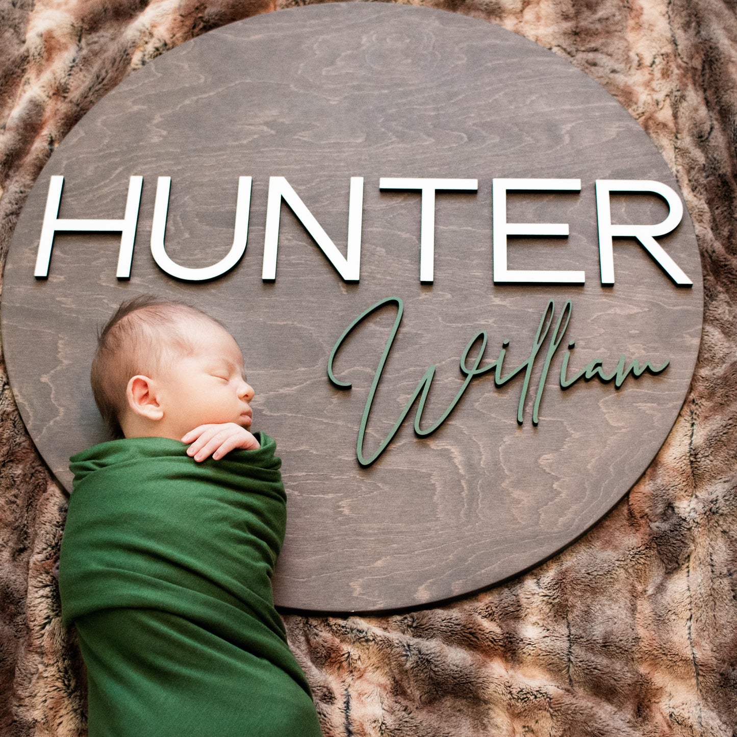 Hunter William Round Name Sign