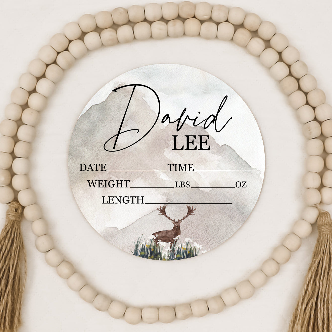 David Lee Watercolor Mountain Birth Stat