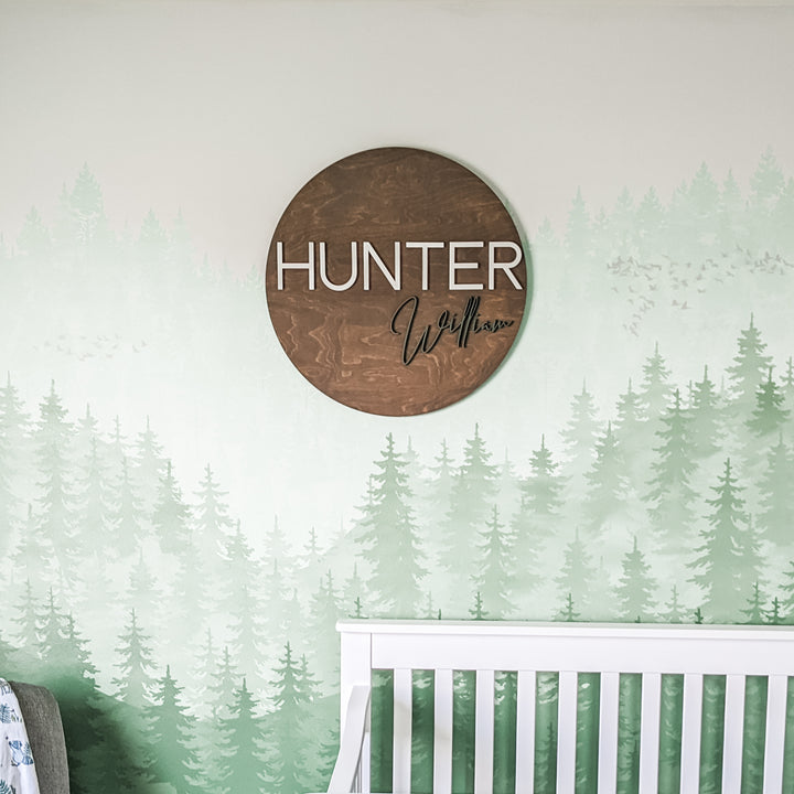 Hunter William Round Name Sign