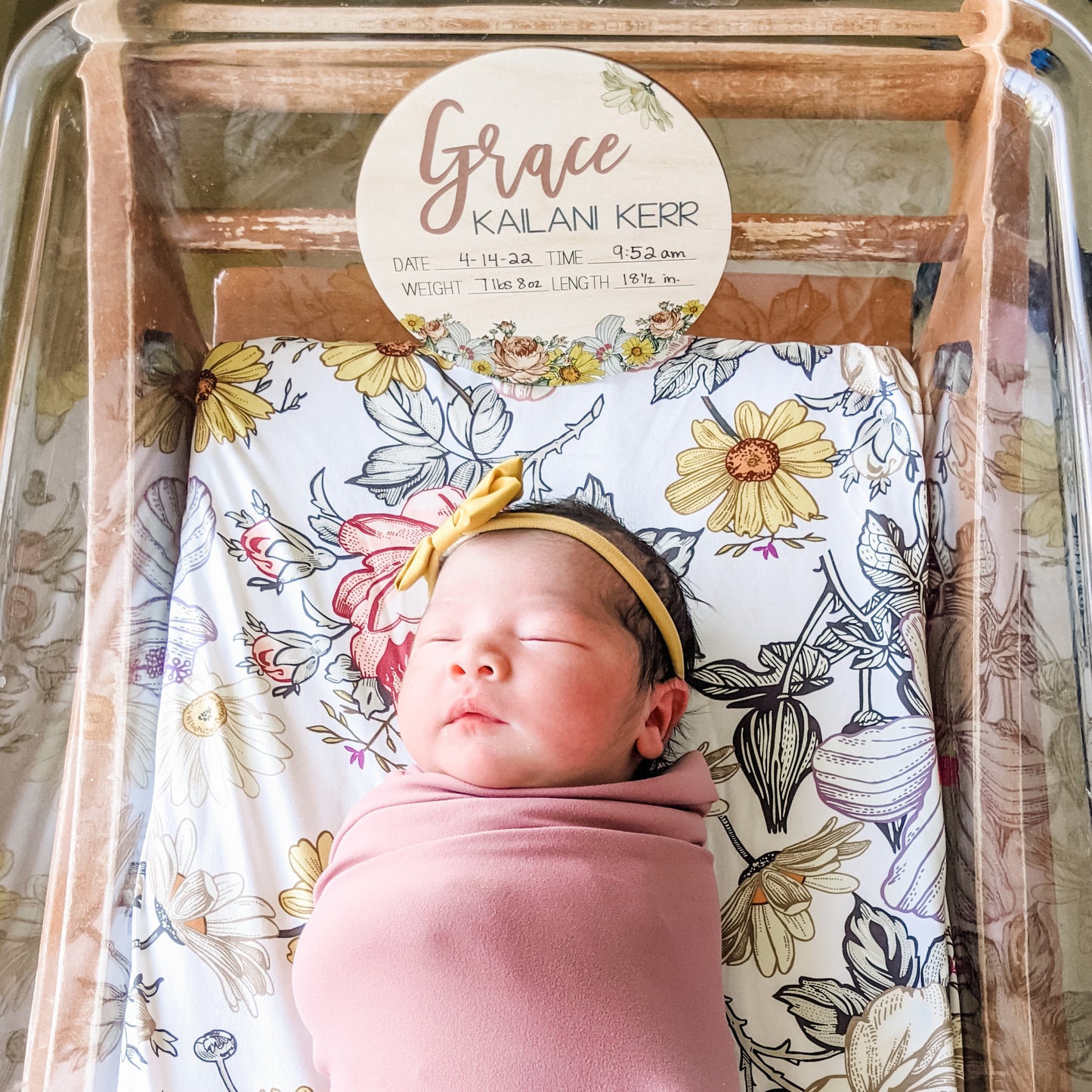 Scarlett James Vintage Floral Birth Stat