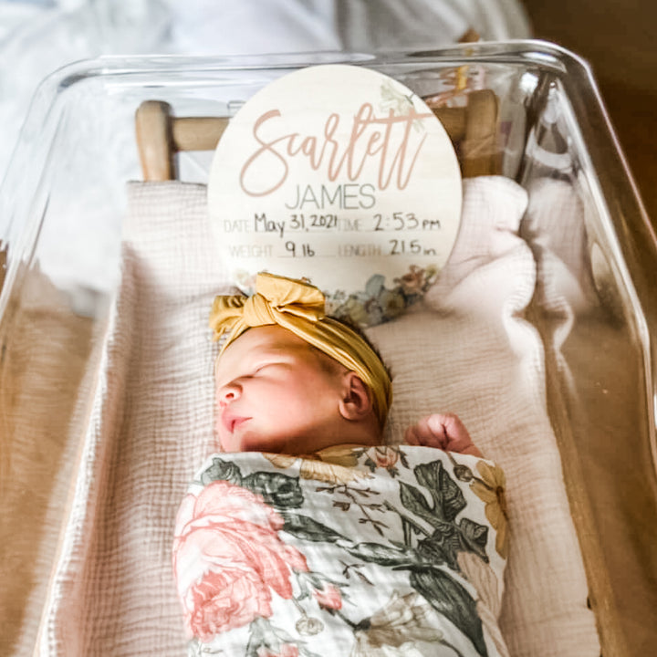 Scarlett James Vintage Floral Birth Stat
