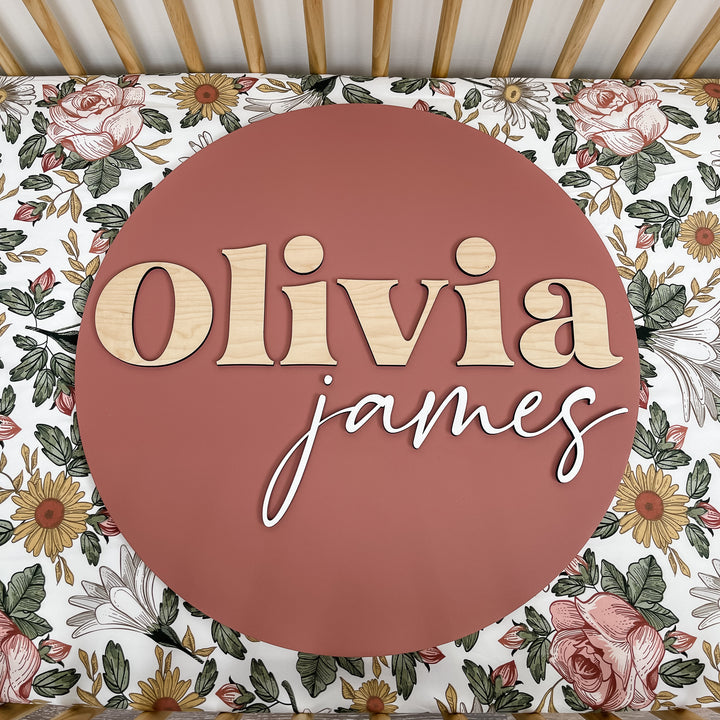Olivia James Round Name Sign