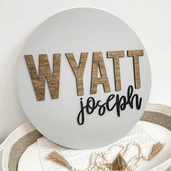 Wyatt Joseph Round Name Sign
