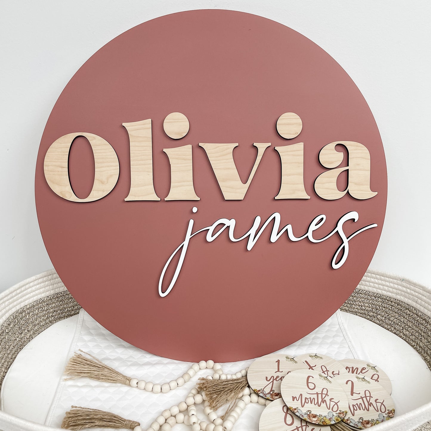 Olivia James Round Name Sign
