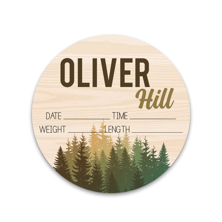 Oliver Hill Green Ombre Tree Birth Stat