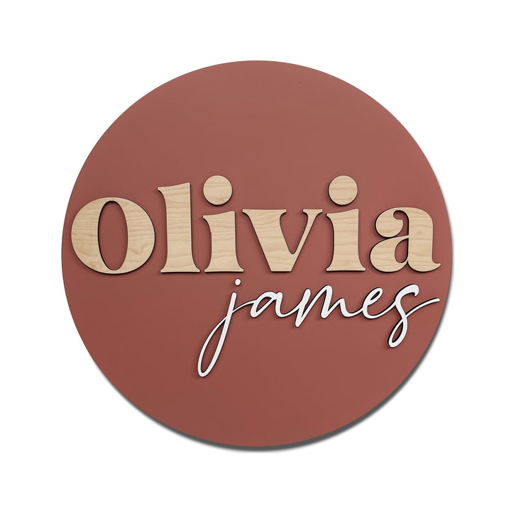 Olivia James Round Name Sign