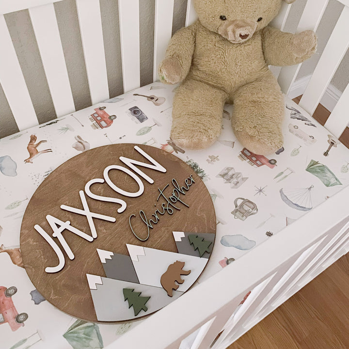 Jaxson Christopher Bear Mountain Round Name Sign