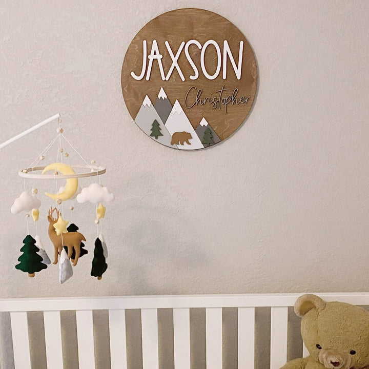 Jaxson Christopher Bear Mountain Round Name Sign