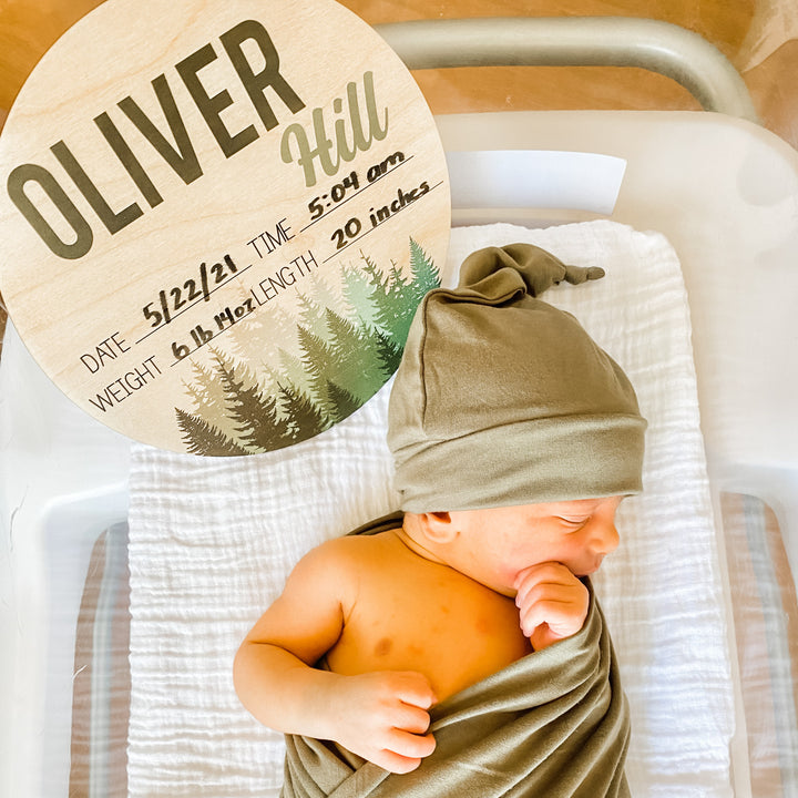 Oliver Hill Green Ombre Tree Birth Stat