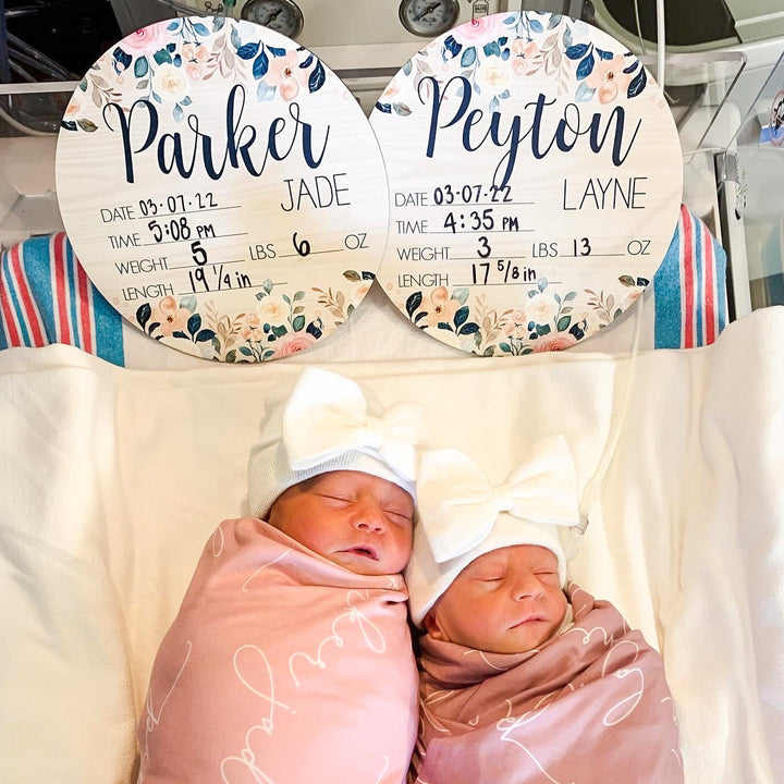 Evelyn Diane Top & Bottom Floral Birth Stat