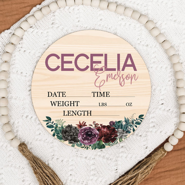 Cecelia Emerson Moody Floral Birth Stat