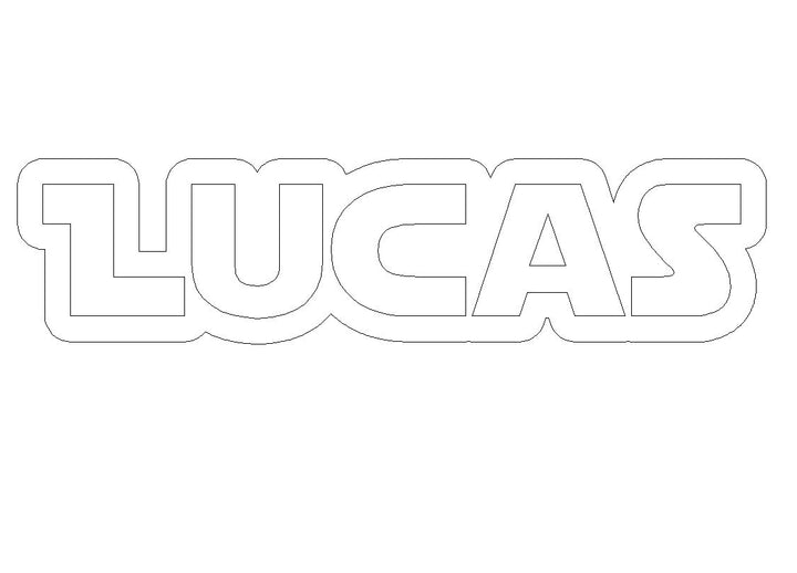 30 Inch Outline, Lucas, White letters with black painted base