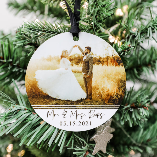 Personalized Marriage Photo Christmas Ornament