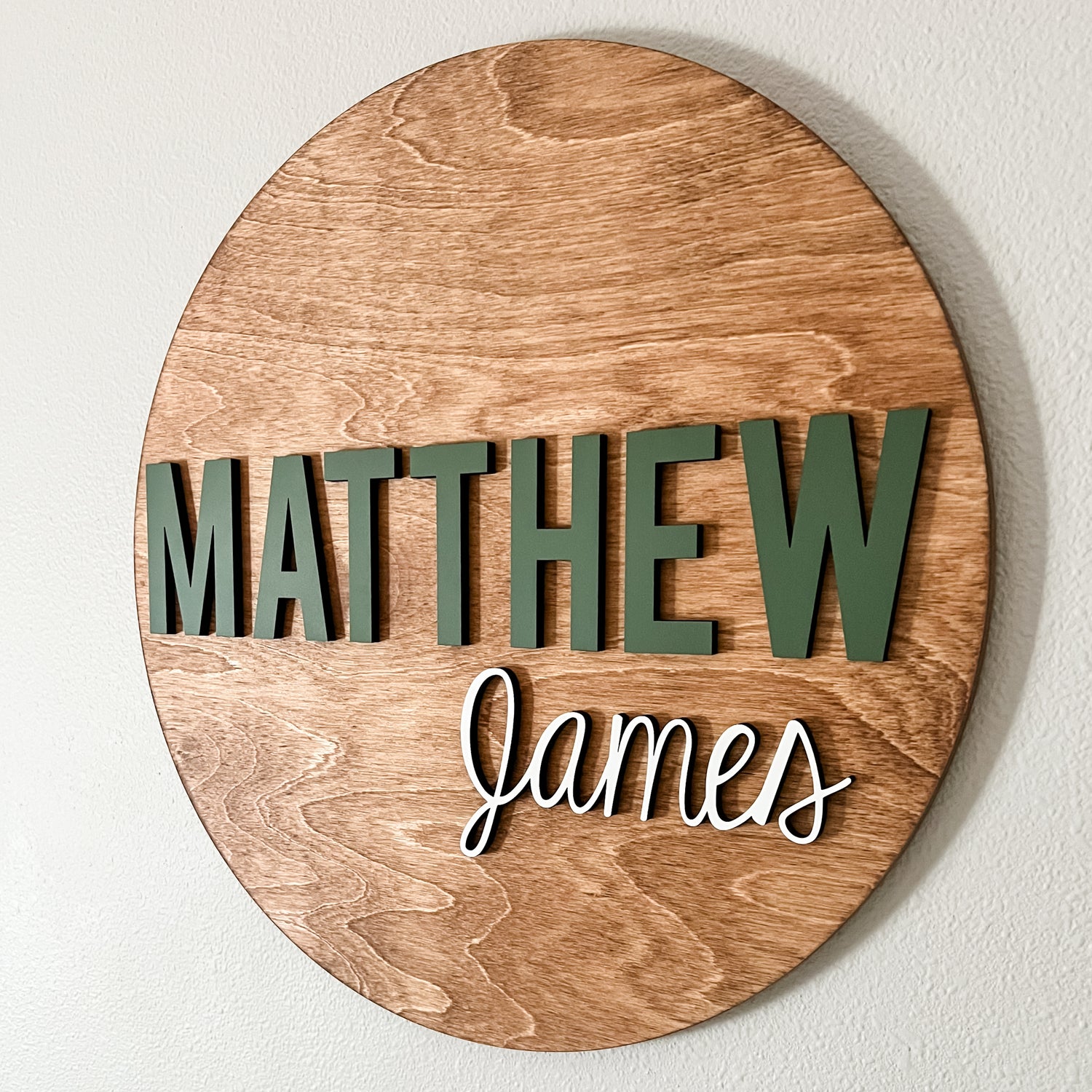 First Name Only Image Matthew James Round Name Sign – Hickory Hollow Designs