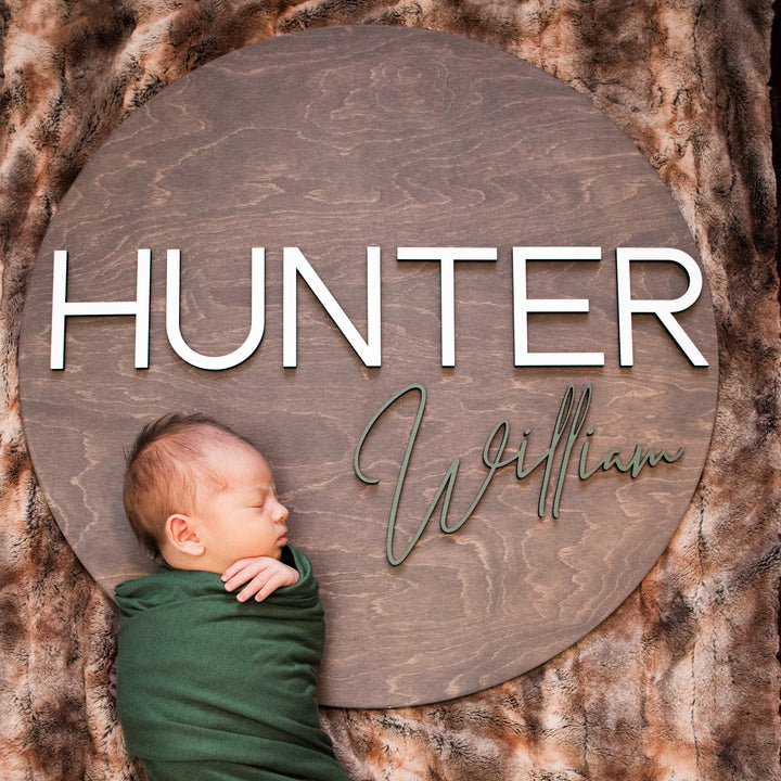 Hunter William Round Name Sign