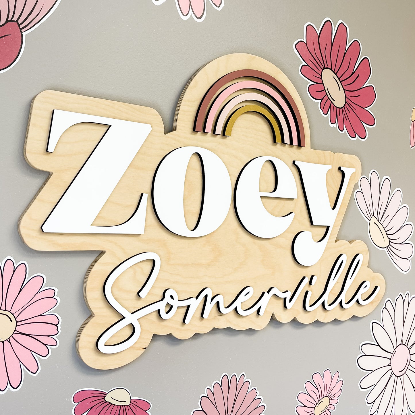 Zoey Rainbow Outline Name Sign