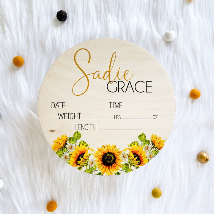 Sadie Grace Sunflower Birth Stat