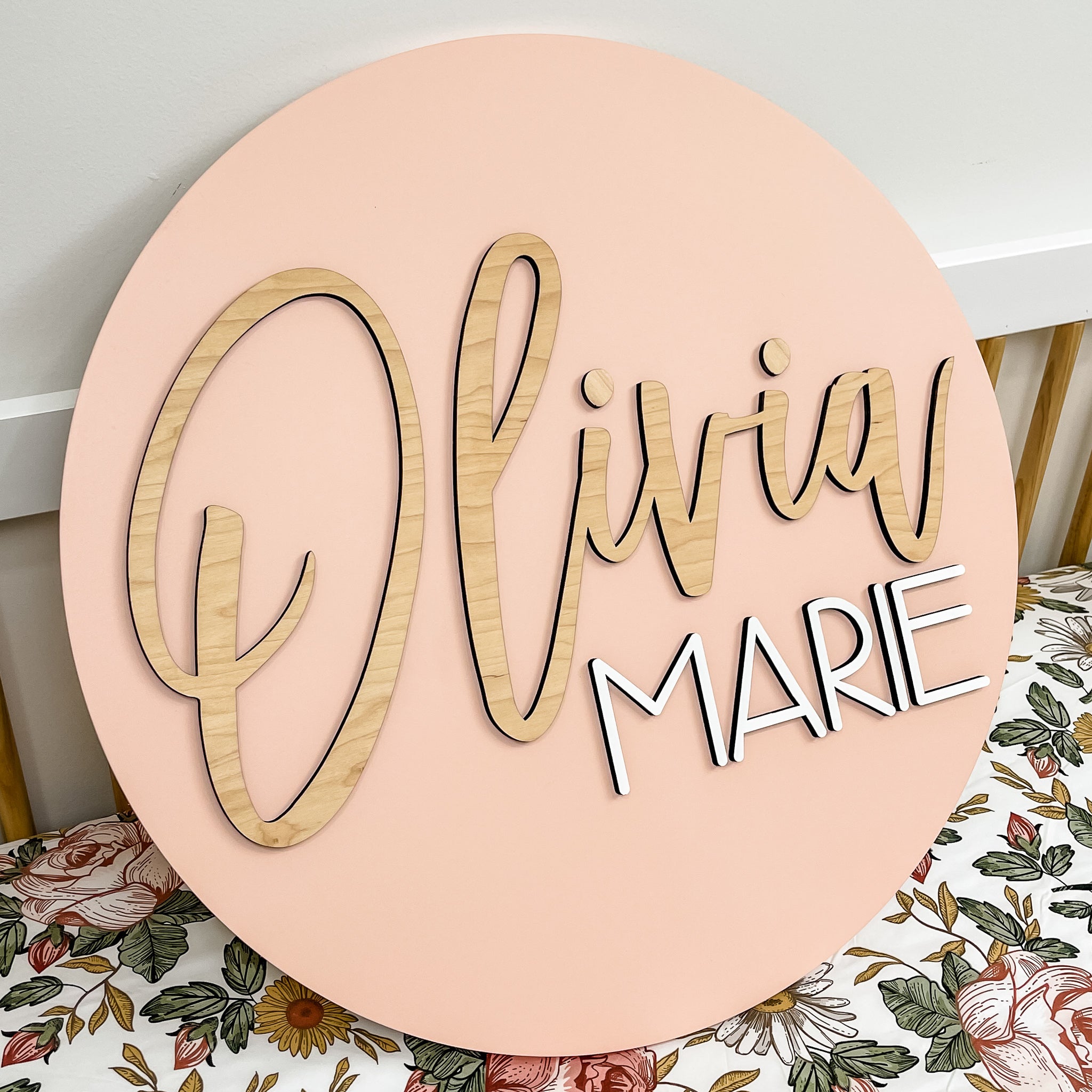 Olivia Marie Round Name Sign – Hickory Hollow Designs