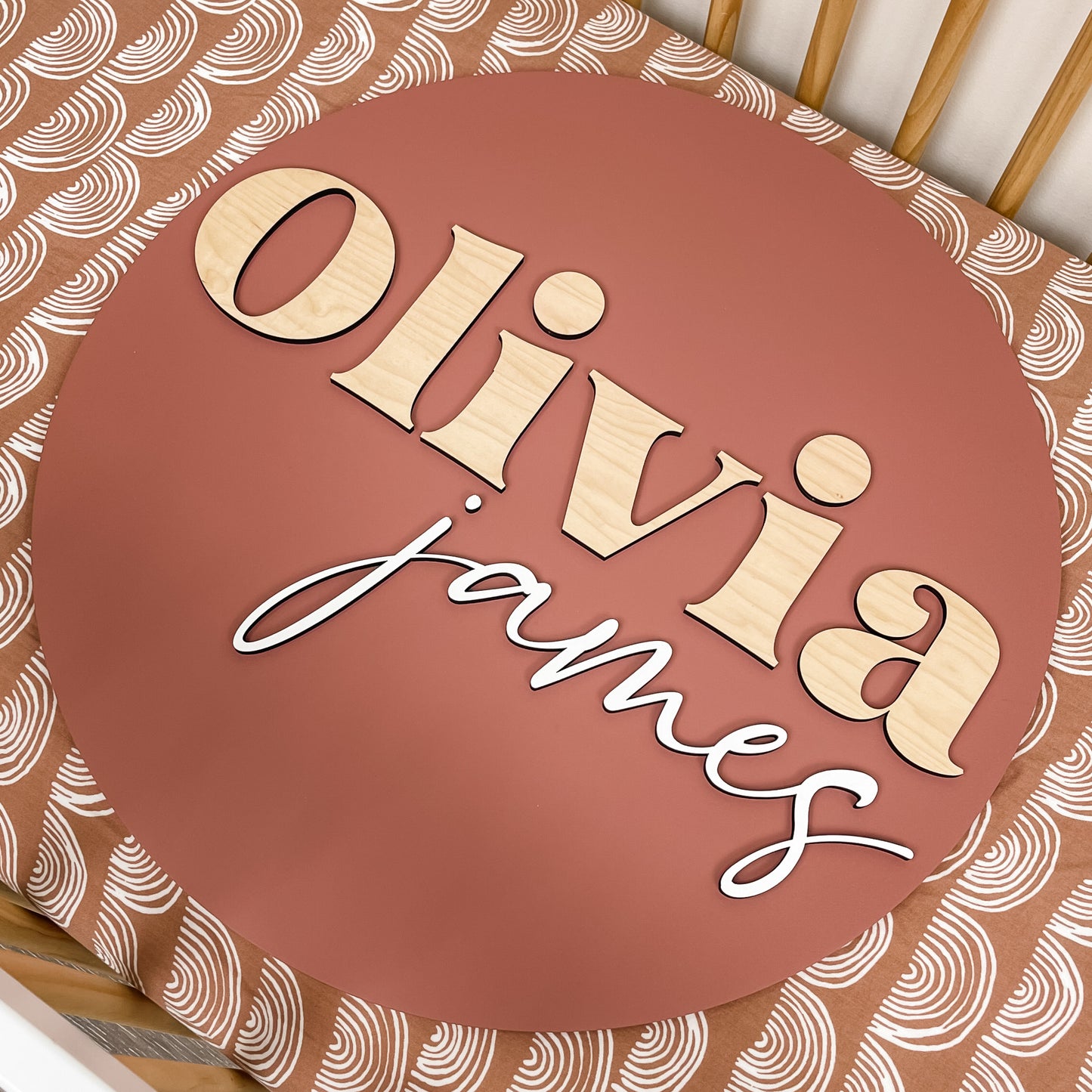 Olivia James Round Name Sign