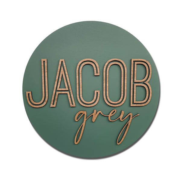 Jacob Grey Round Name Sign