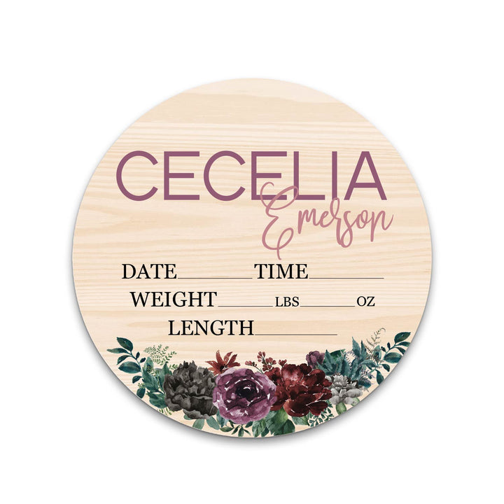 Cecelia Emerson Moody Floral Birth Stat