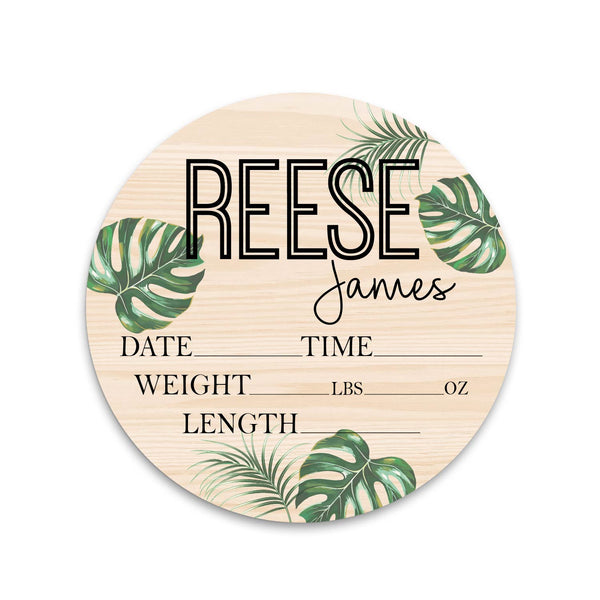 Reese James Tropical Leaves Birth Stat