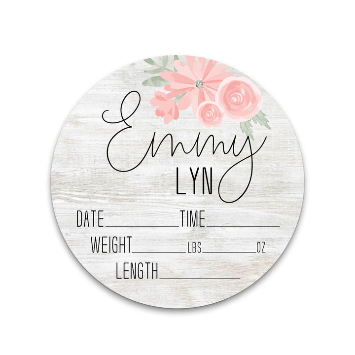 Emmy Lyn Soft Pink Floral Birth Stat