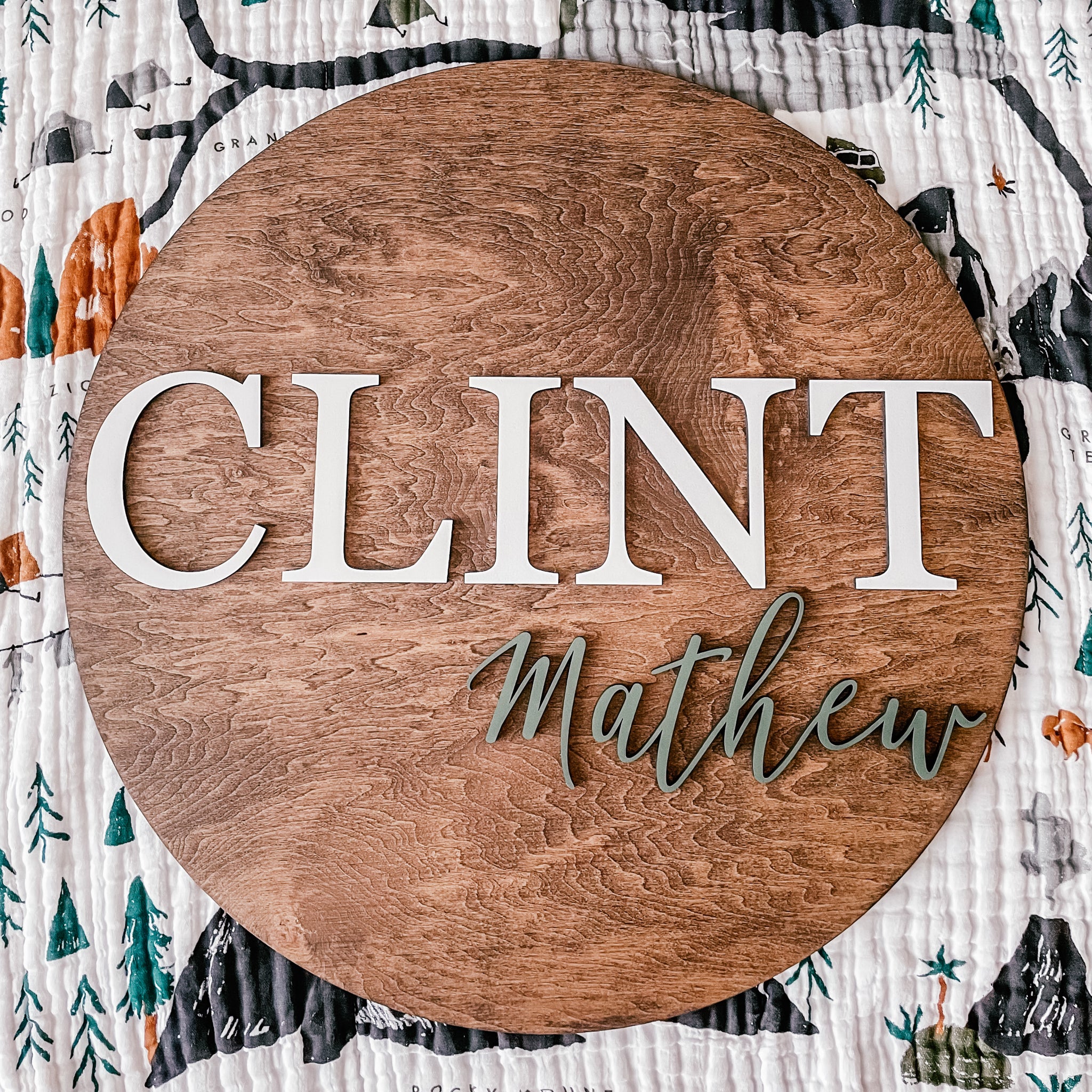 Clint Mathew Round Name Sign – Hickory Hollow Designs