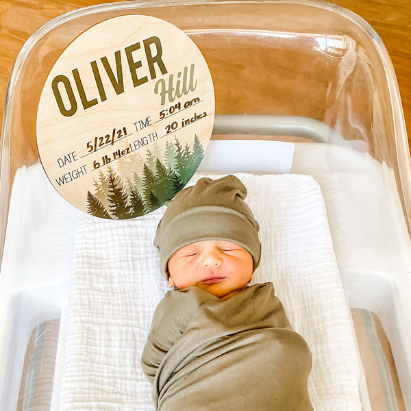 Oliver Hill Green Ombre Tree Birth Stat